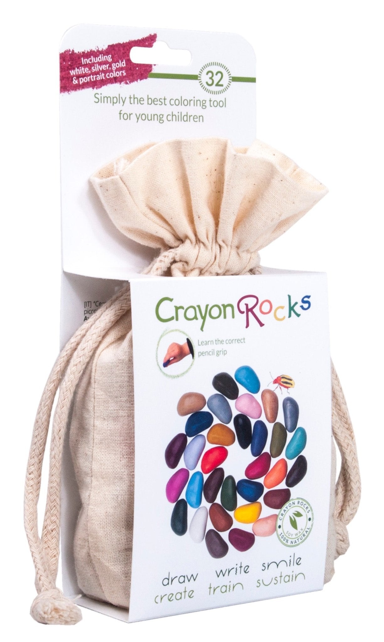 Crayon Rocks - 32 Crayon Rocks In Ecru Katoenen Zakje - Playlaan