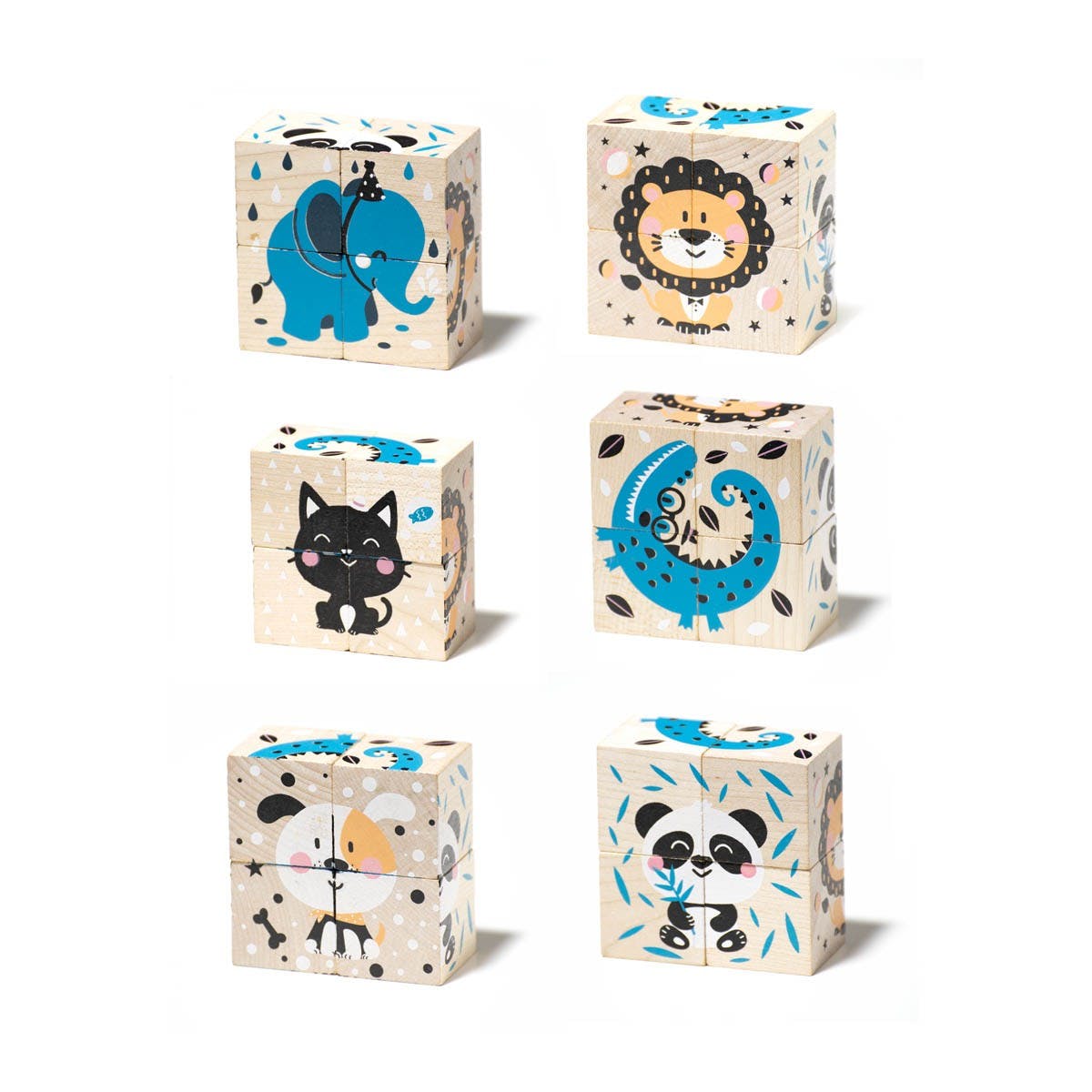 Cubika - Set of wooden blocks "Animals" - Playlaan