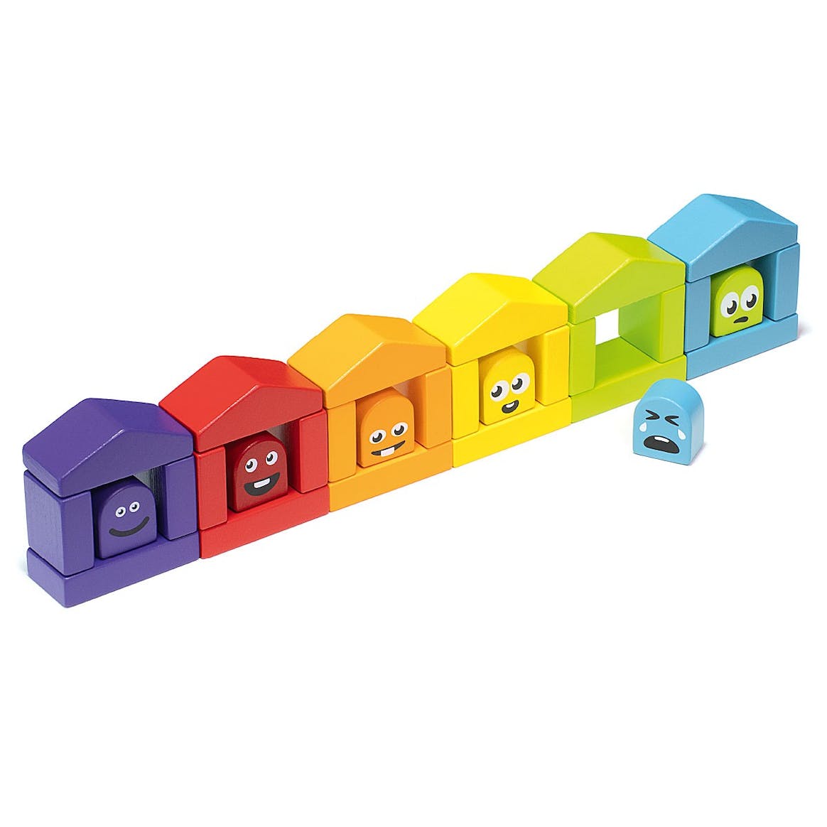 Cubika - Wooden construction set "Colorful houses emotions" - Playlaan