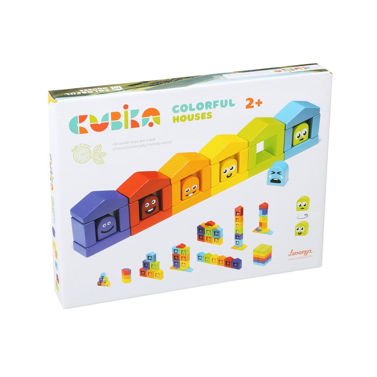 Cubika - Wooden construction set "Colorful houses emotions" - Playlaan