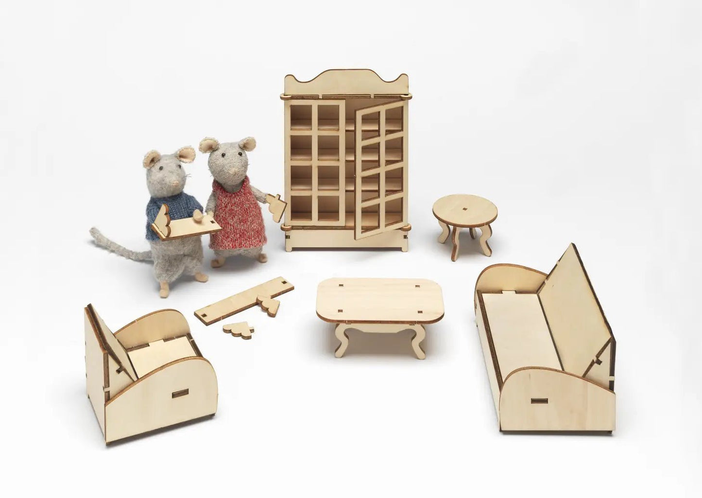 Het Muizenhuis - Kids Diy Dollhouse Furniture Kit - Living Room (Scale 1:12) - Playlaan