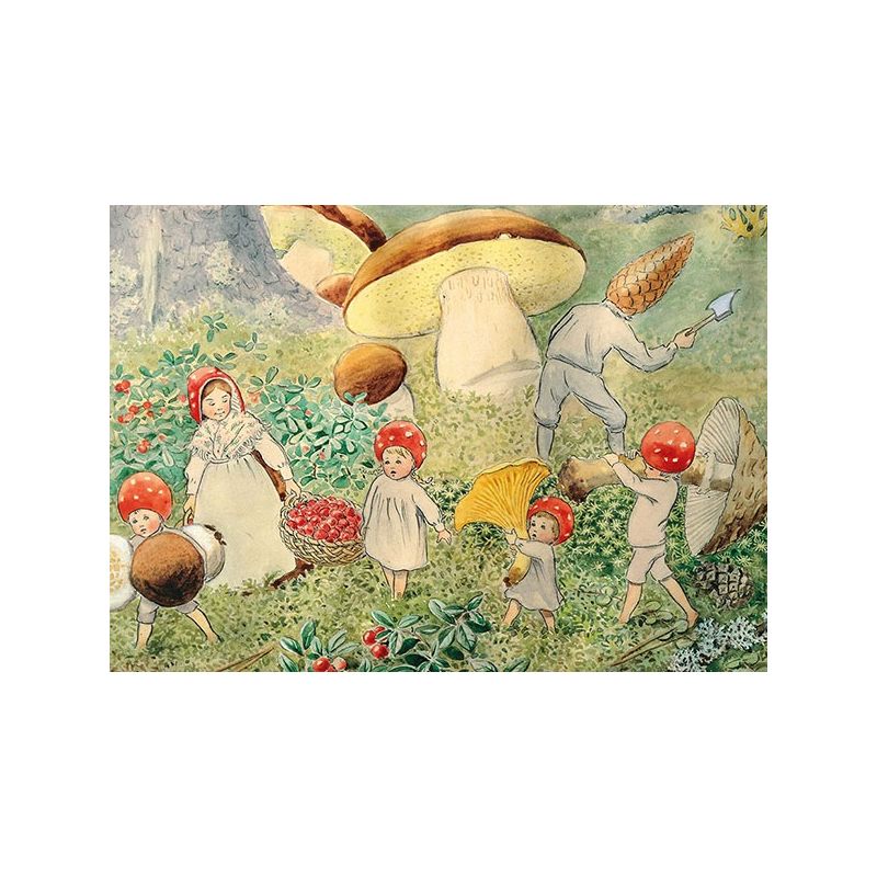 Hjelm Förlag - Ansichtkaart De Kabouterkinderen paddenstoelen E. Beskow - Playlaan