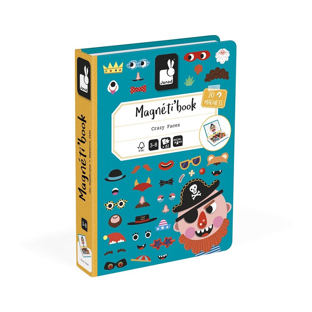 Janod - Magneetboek Gekke Gezichten Jongens - Playlaan