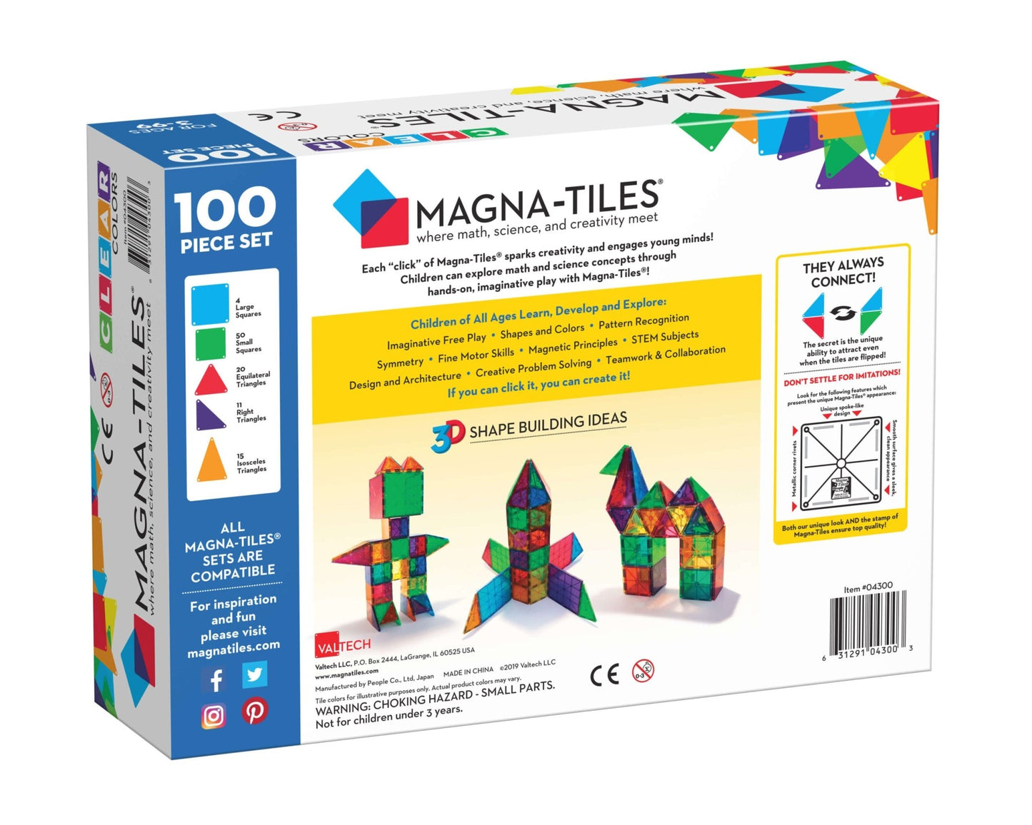 Magna-Tiles - Magnetische Tagels Heldere Kleuren 100 stuks - Playlaan
