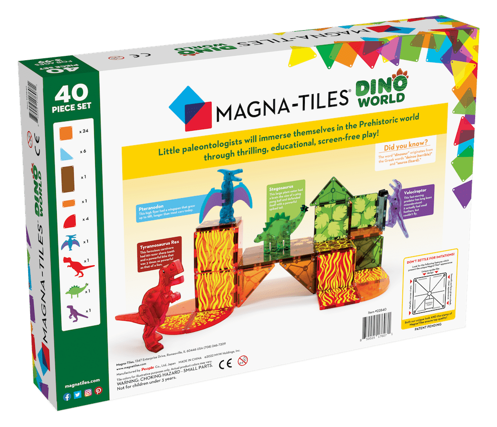 Magna-Tiles - Magnetische Tegels Dino World set van 40 stuks - Playlaan