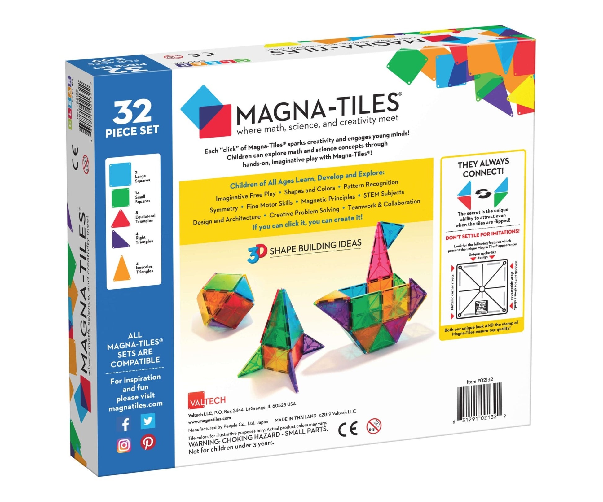 Magna-Tiles - Magnetische Tegels Heldere Kleuren 32 stuks - Playlaan
