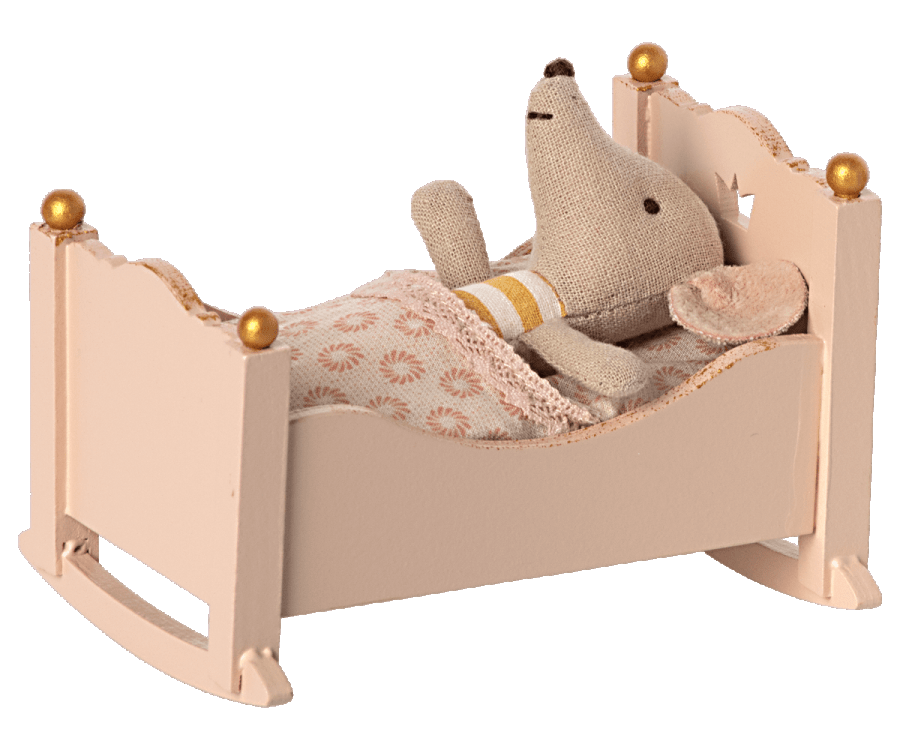 Maileg - Cradle, Baby Mouse - Rose - Playlaan