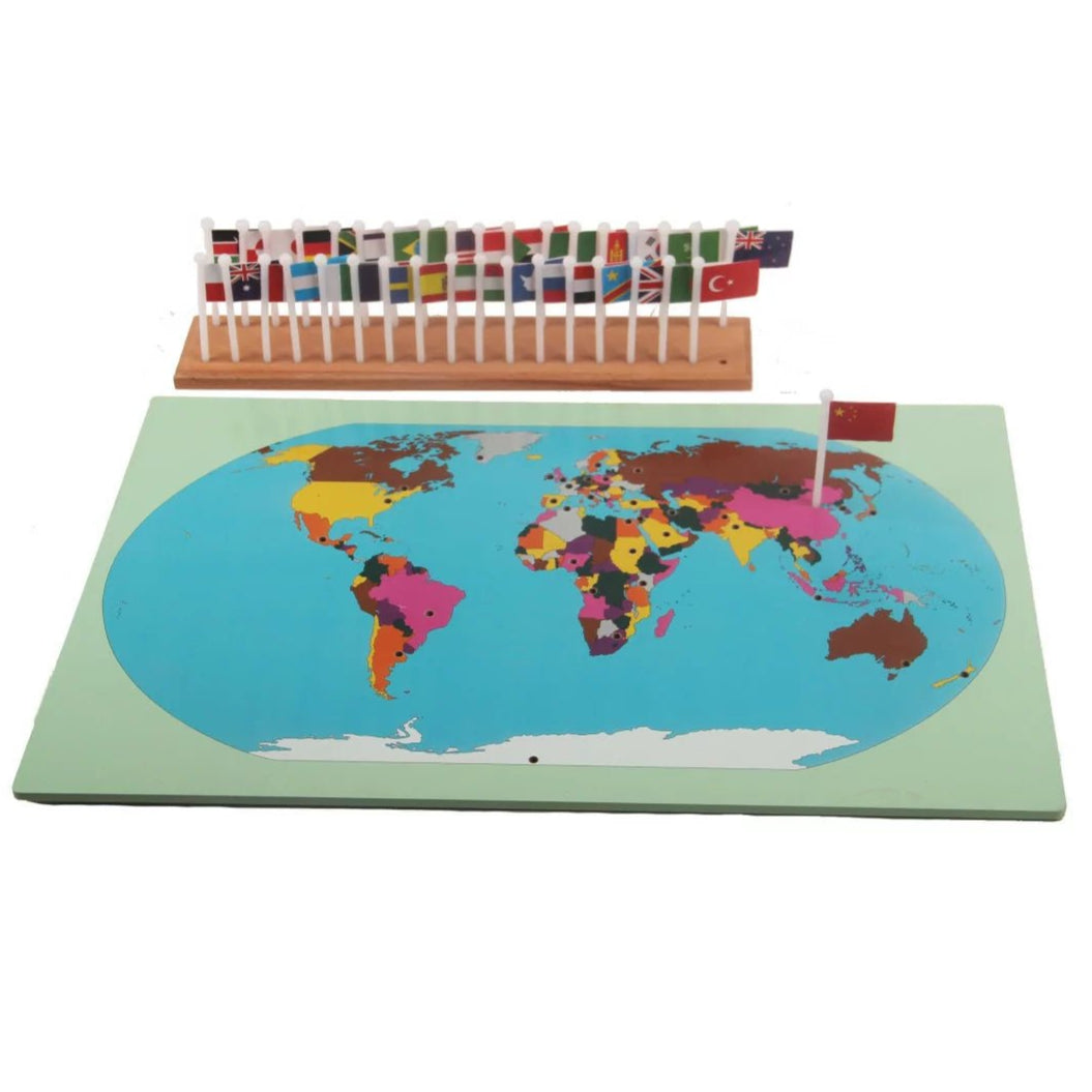 Moyo Montessori - Wereldkaart met Vlaggen - Playlaan