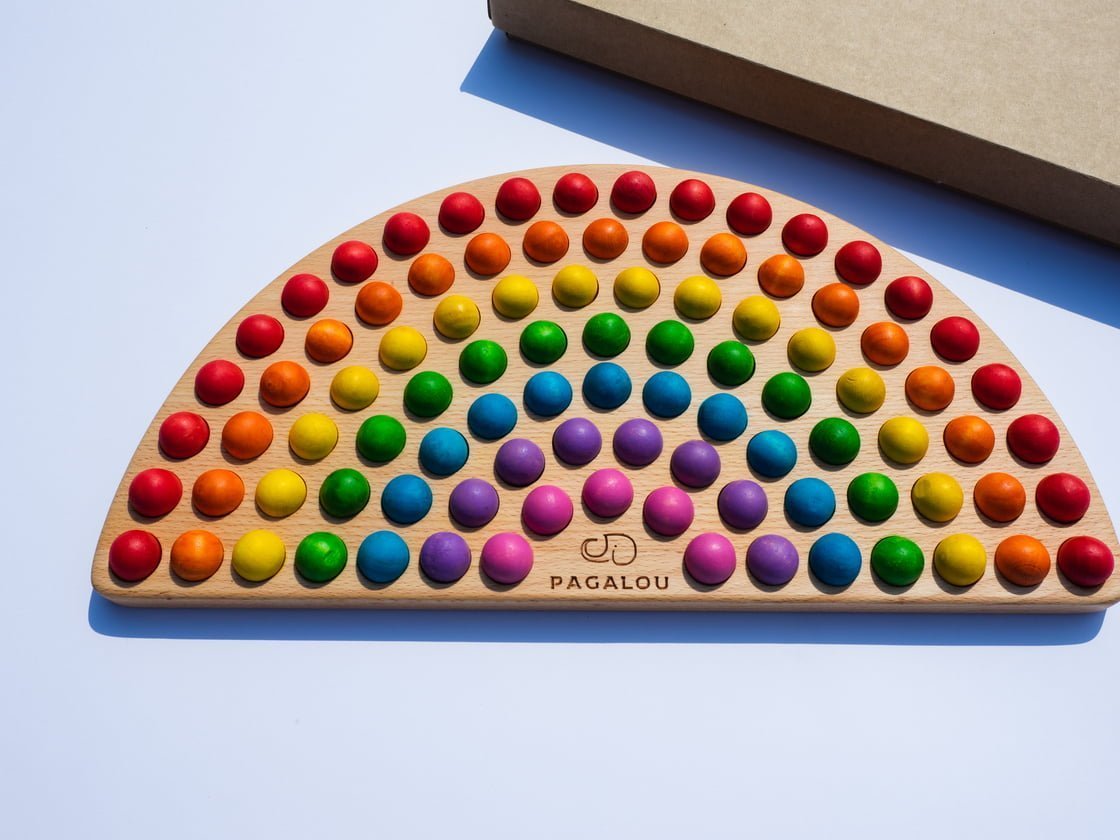 Pagalou - Big Montessori Rainbow With Wooden Balls - Playlaan