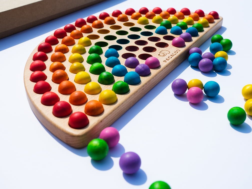 Pagalou - Big Montessori Rainbow With Wooden Balls - Playlaan