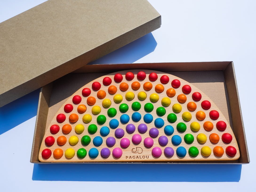 Pagalou - Big Montessori Rainbow With Wooden Balls - Playlaan