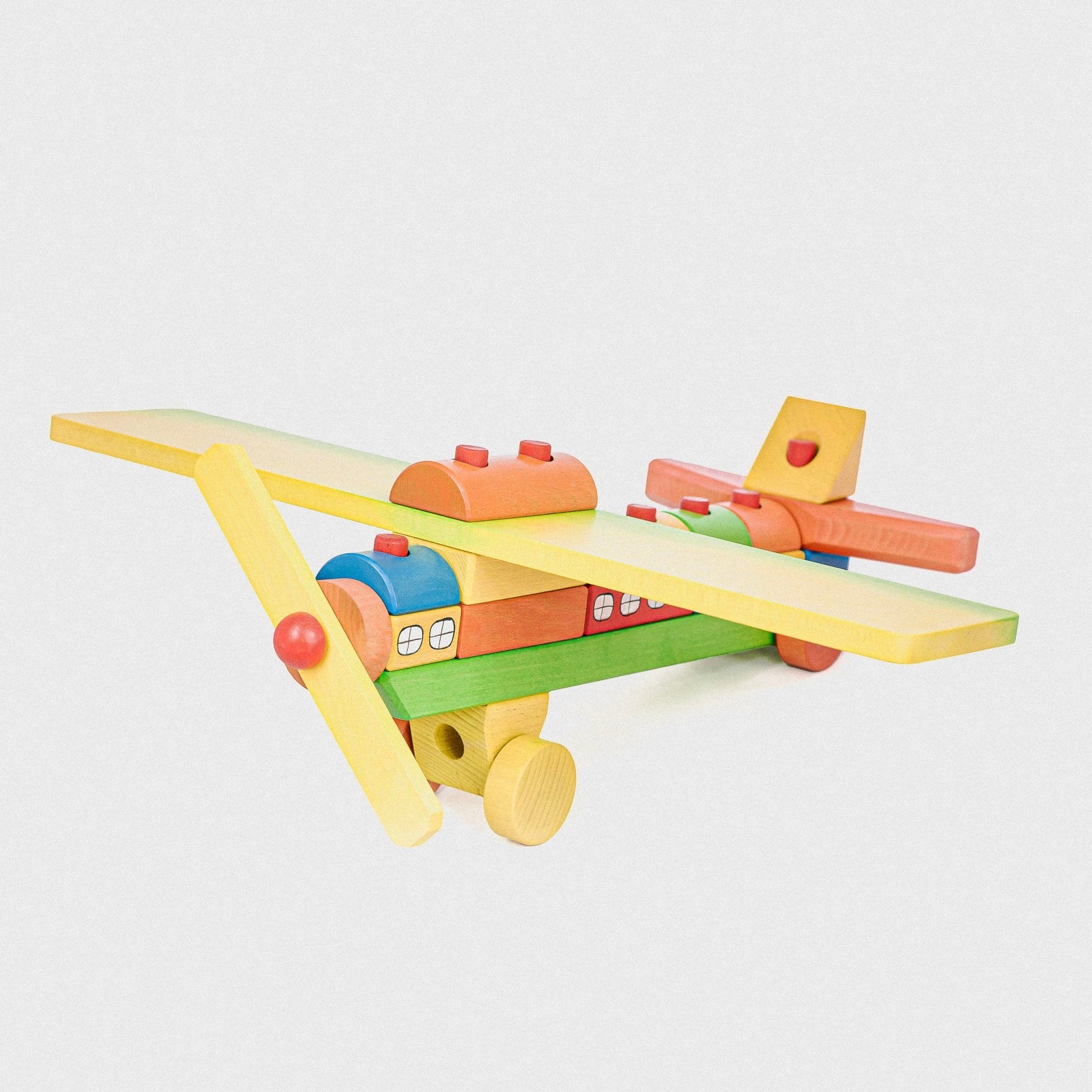 Tarnawa Toys - Vliegtuig met regenboog blokken - groot - Playlaan