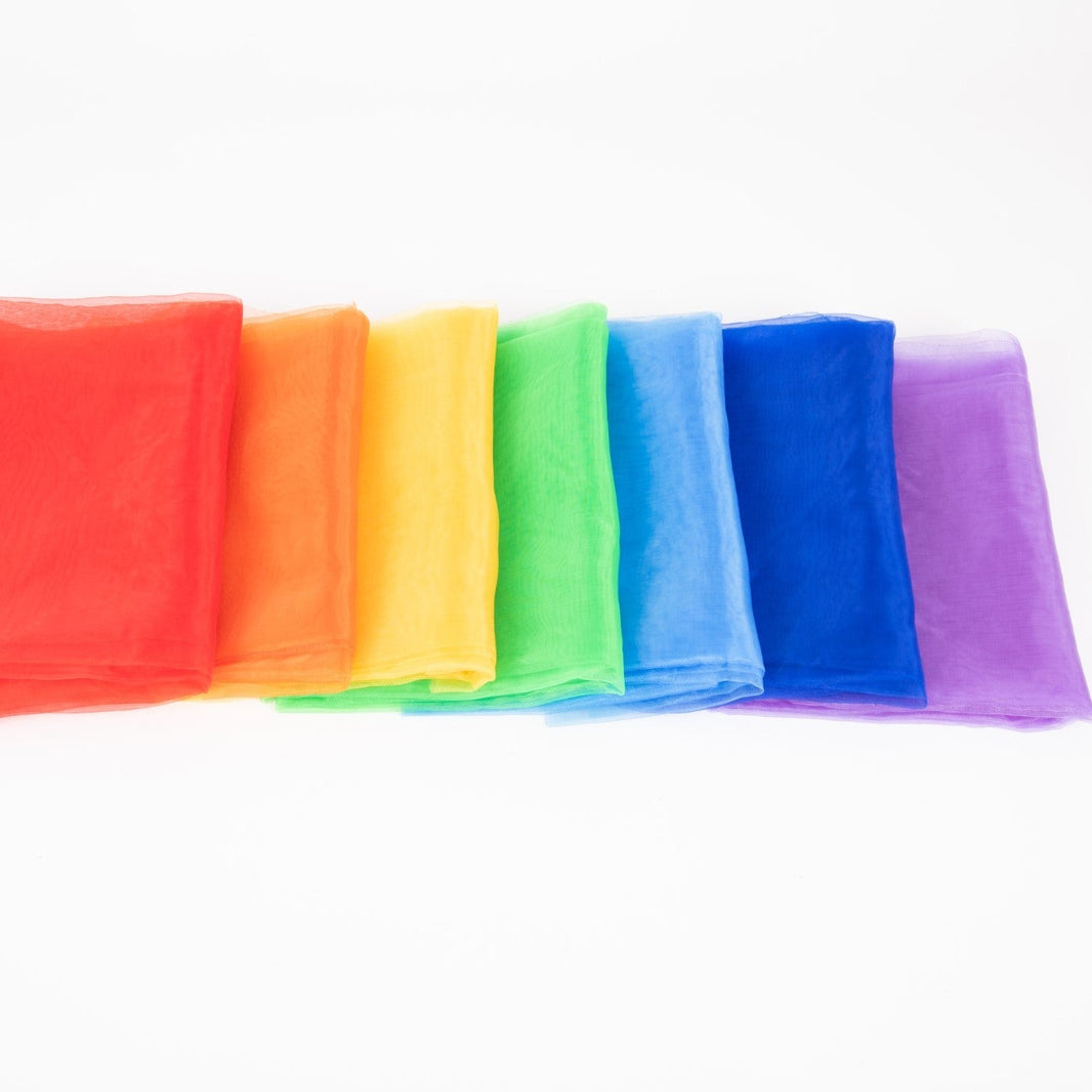 Tickit - Regenboog Organza Sensorische Doeken 1,5 meter - Playlaan