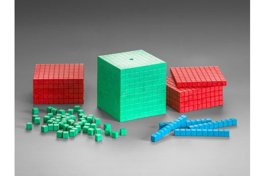 Wissner - Dienes Base Tien set in 3 Montessori kleuren 121 stuks, in kartonnen doos met instructie - Playlaan