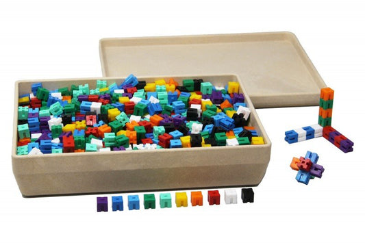 Wissner - Interlocking gewichtskubussen in 10 kleuren 1000 stuks, in RE-Wood®doos - Playlaan