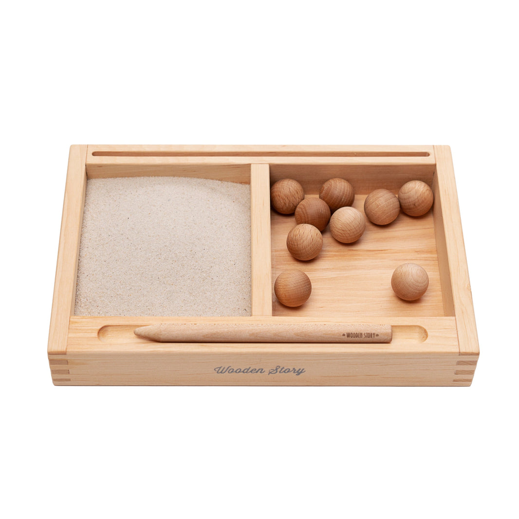 Wooden Story - Montessori 2 Parts Sand Tray with Flashcard Holder - Playlaan