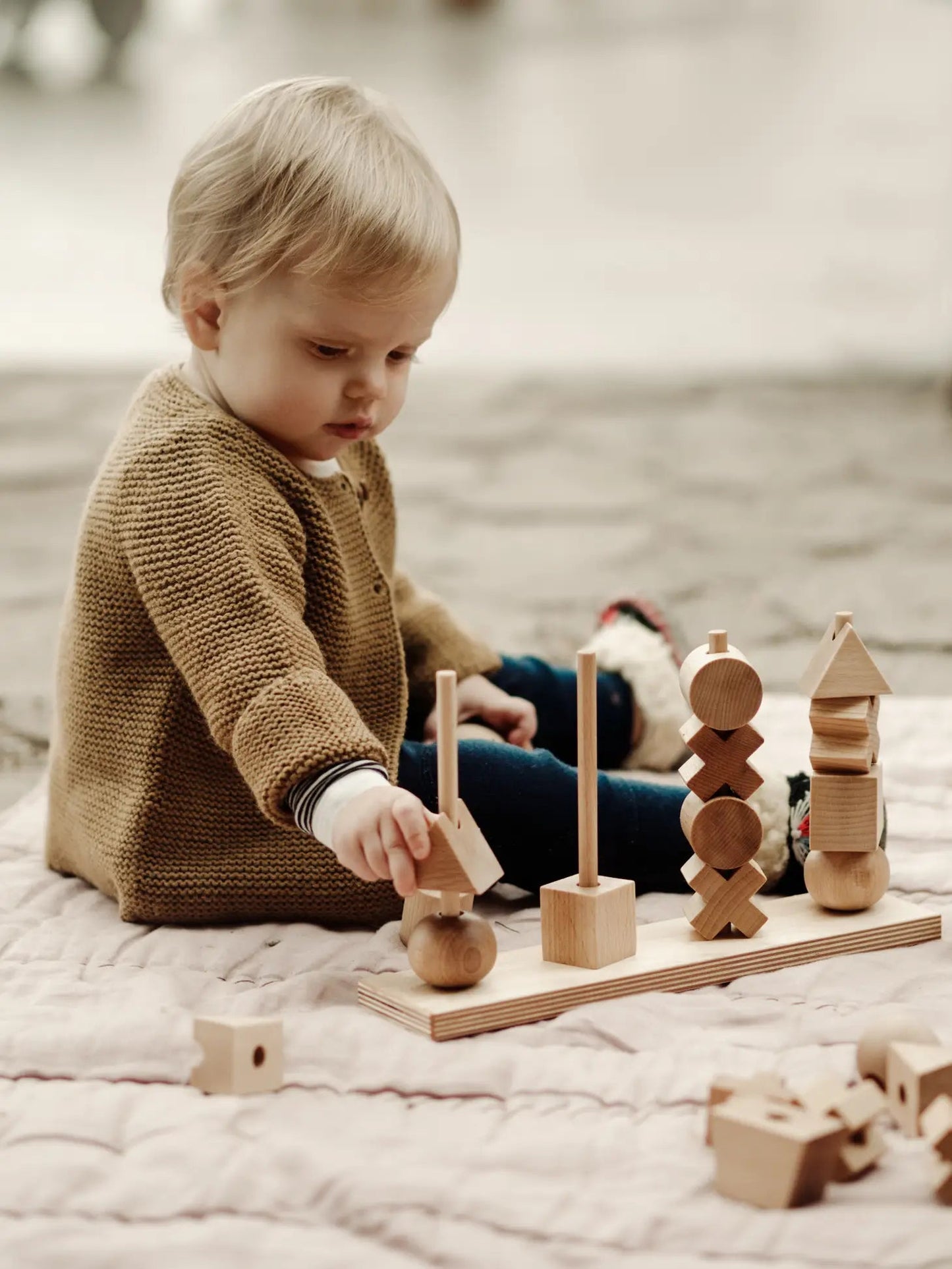 Wooden Story - Montessori stapeltorens XL - naturel - Playlaan