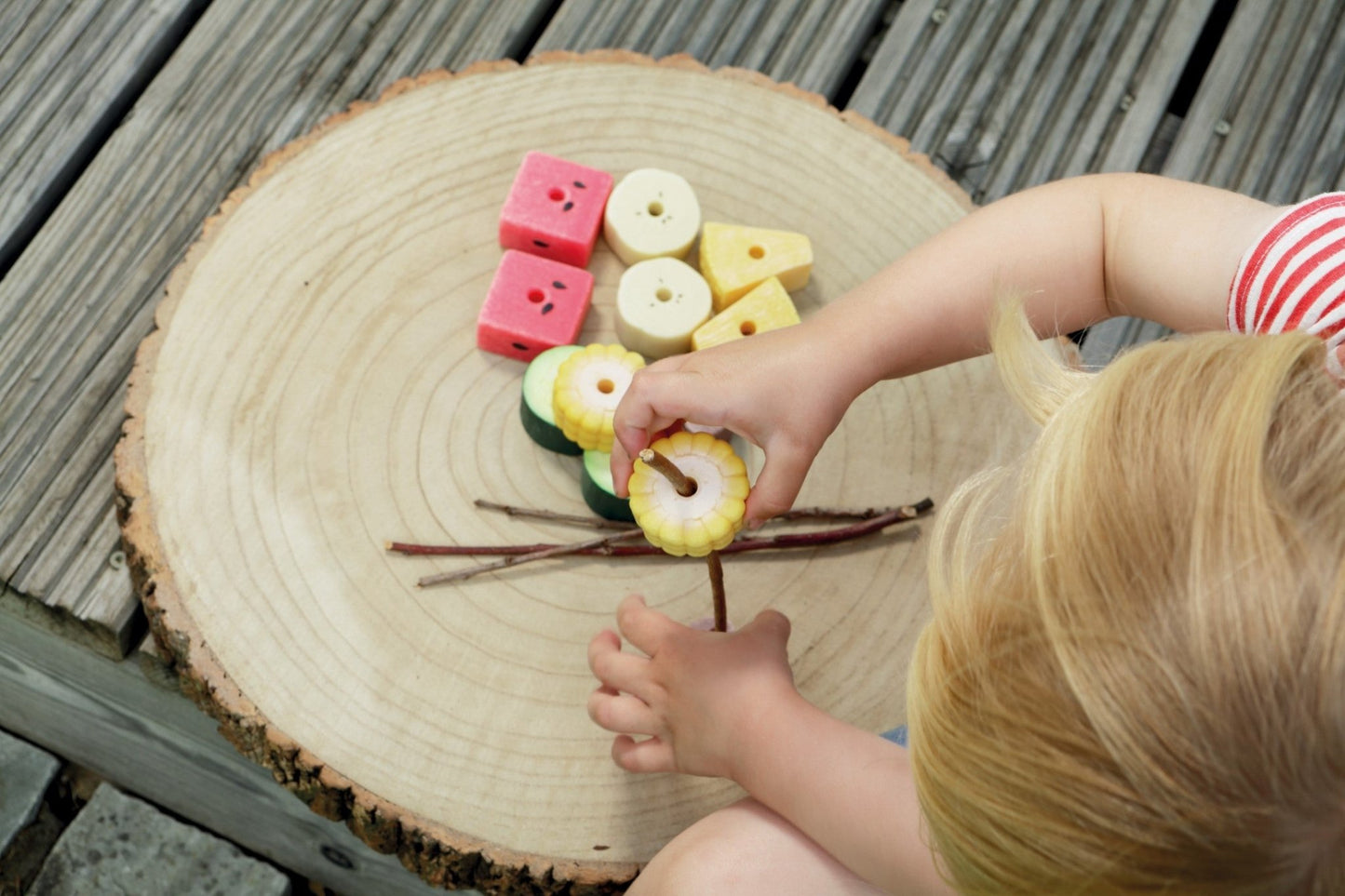 Yellow Door - Sensory Play Stones - Threading Kebabs - Playlaan