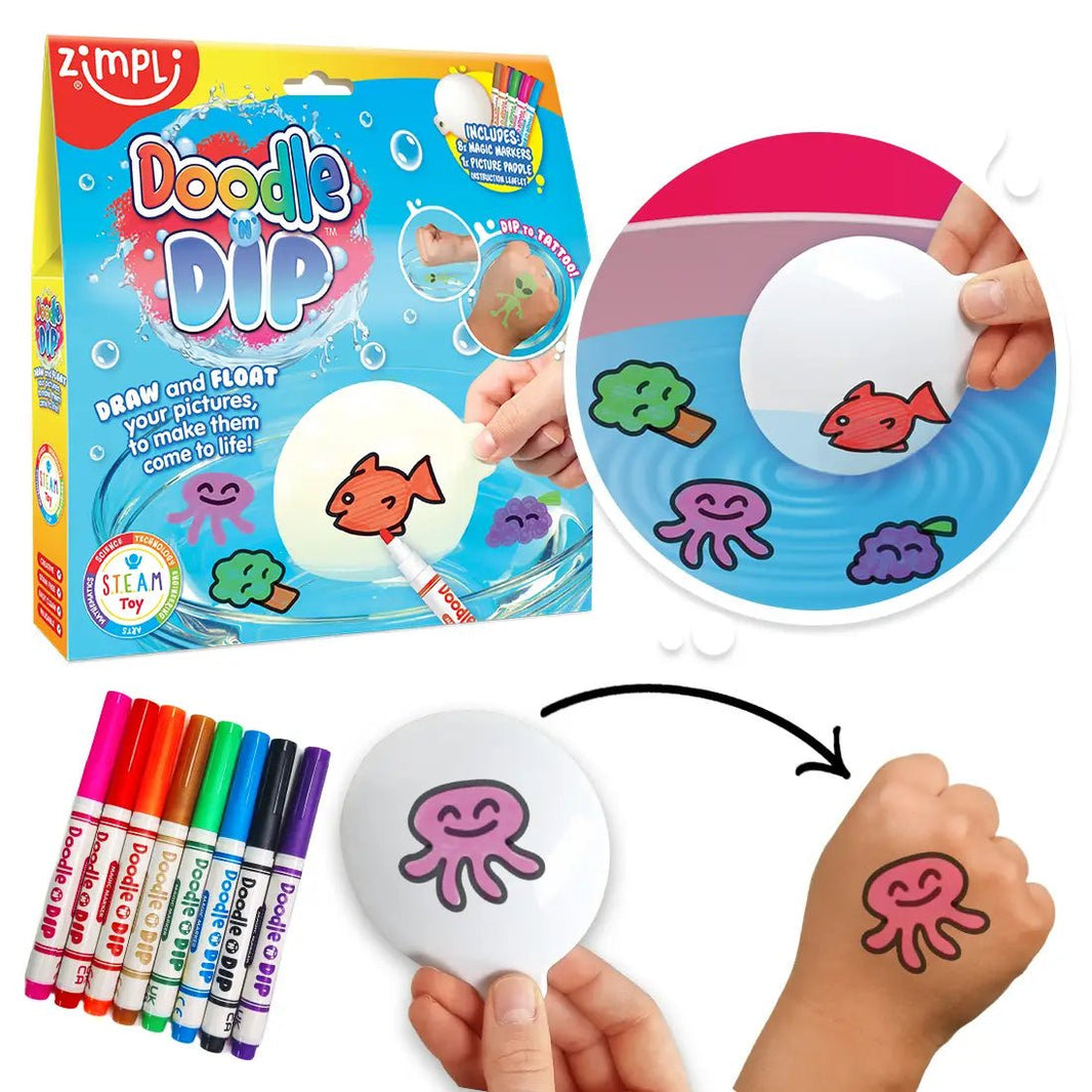Zimpli Kids - Doodle N Dip Dancing Water Drawing Arts & Crafts Gift Set - Playlaan