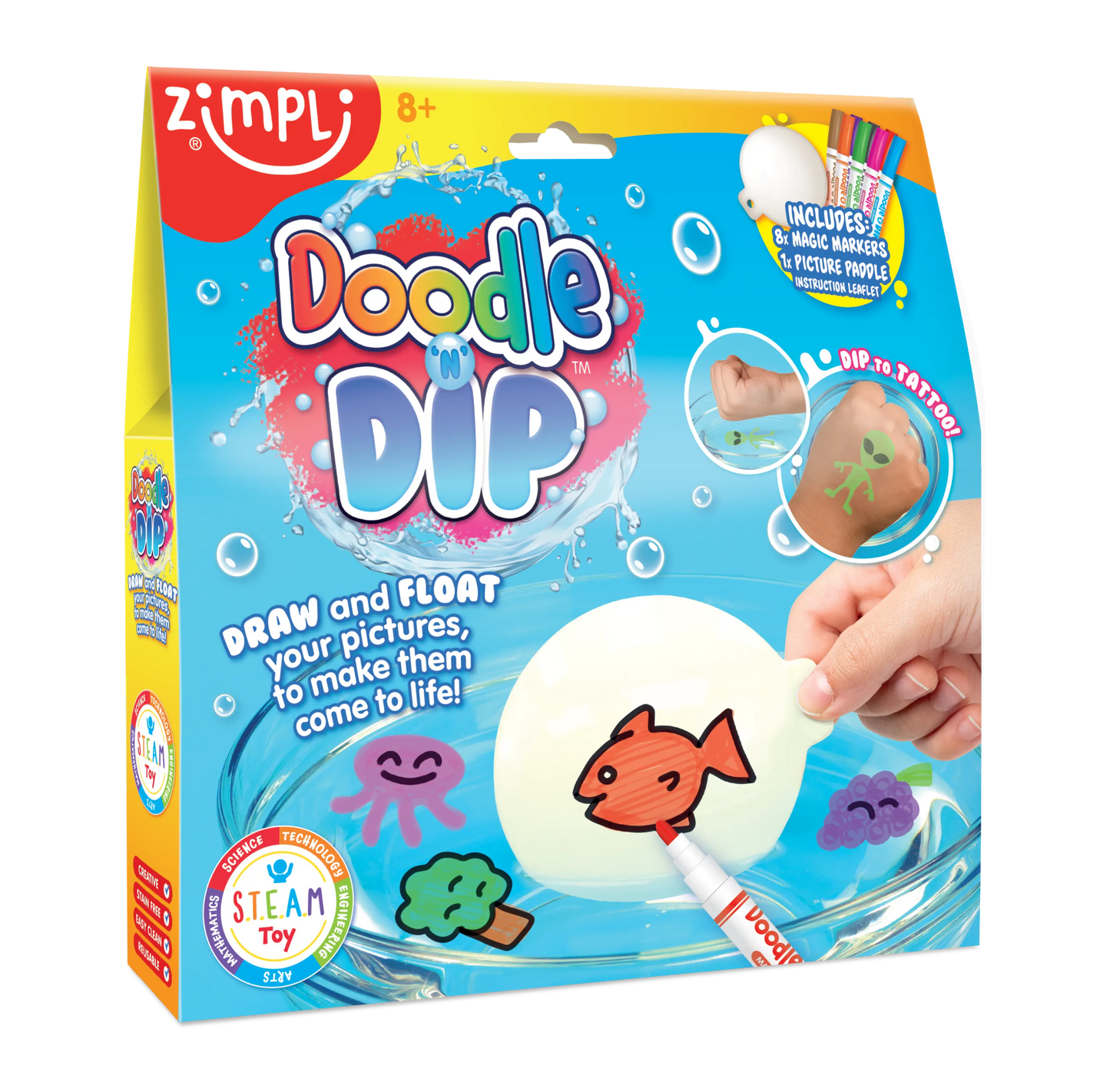 Zimpli Kids - Doodle N Dip Dancing Water Drawing Arts & Crafts Gift Set - Playlaan