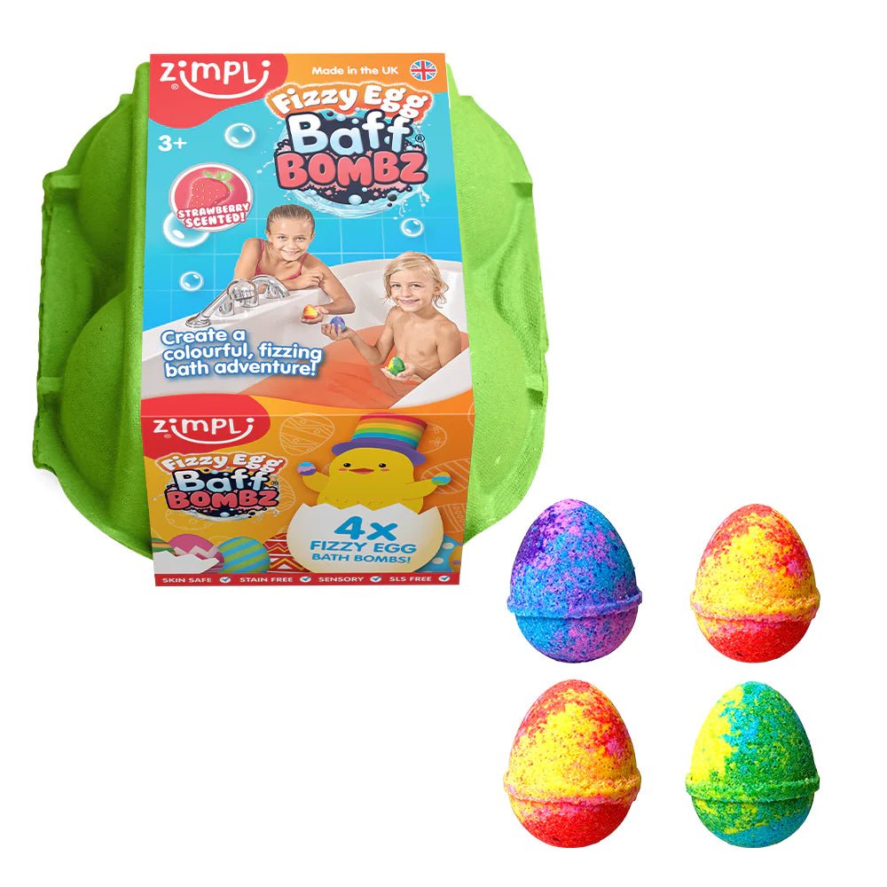 Zimpli Kids - Fizzy Egg Baff Bombz 4stuks- Chocolate Free Easter Treat - Sensorisch Badspeelgoed - Playlaan